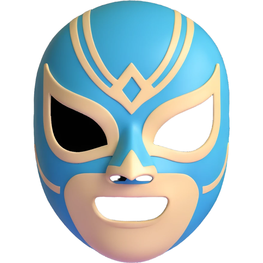 dark green, cream, and Carolina blue luchador mask emoji