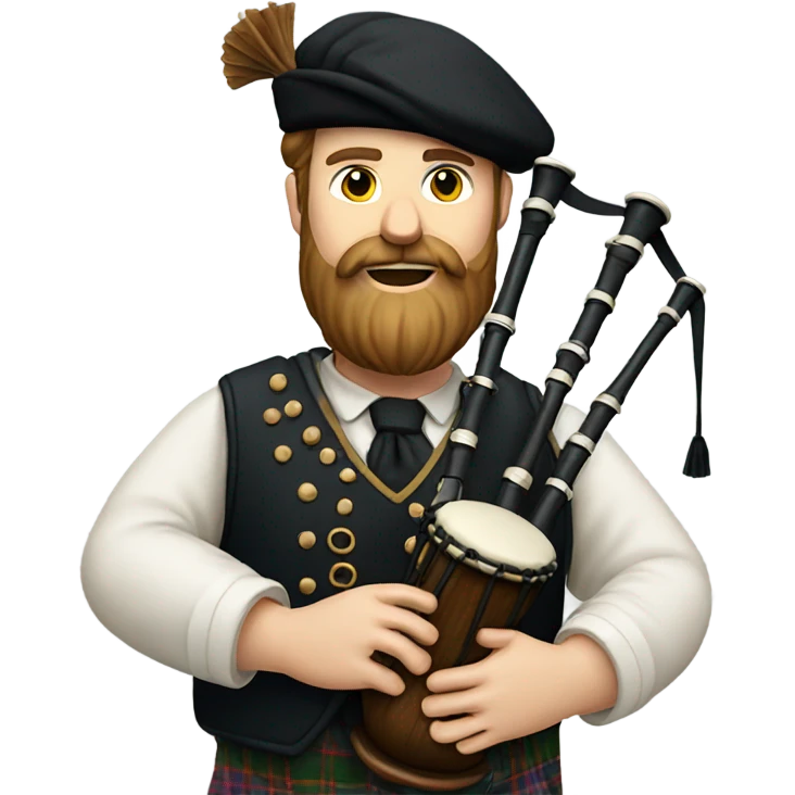 portrait of a bearded man playing the bagpipes emoji