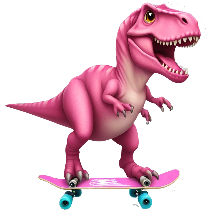 T-Rex with a pink tutu ina skateboard  emoji