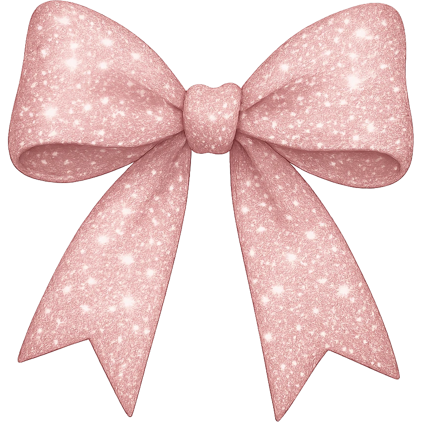 girly sparkling hair ribbon, pink color, no background, shiny and cute emoji