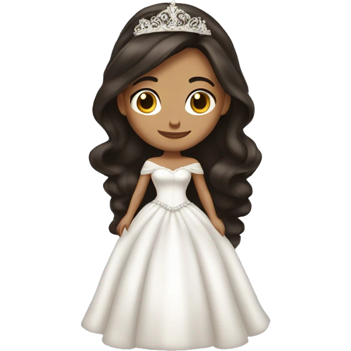 beautiful brunette princess in wedding dress emoji