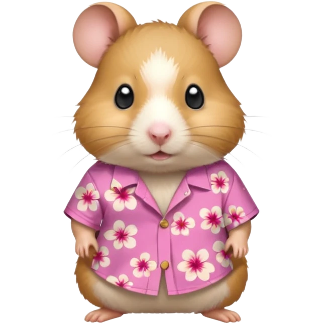hamster, wearing pink floral aloha shirt. emoji