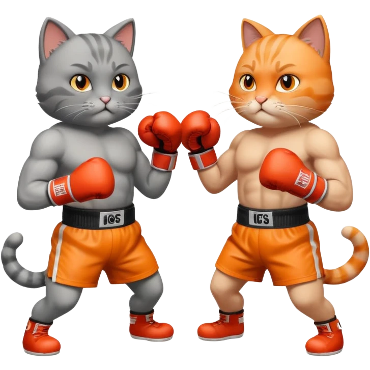 Two buff cats boxing emoji