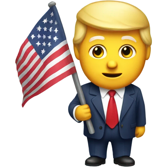 Trump with a USA flag emoji
