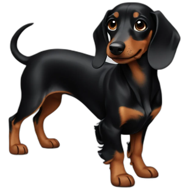 Smiley black dachshund fullbody emoji