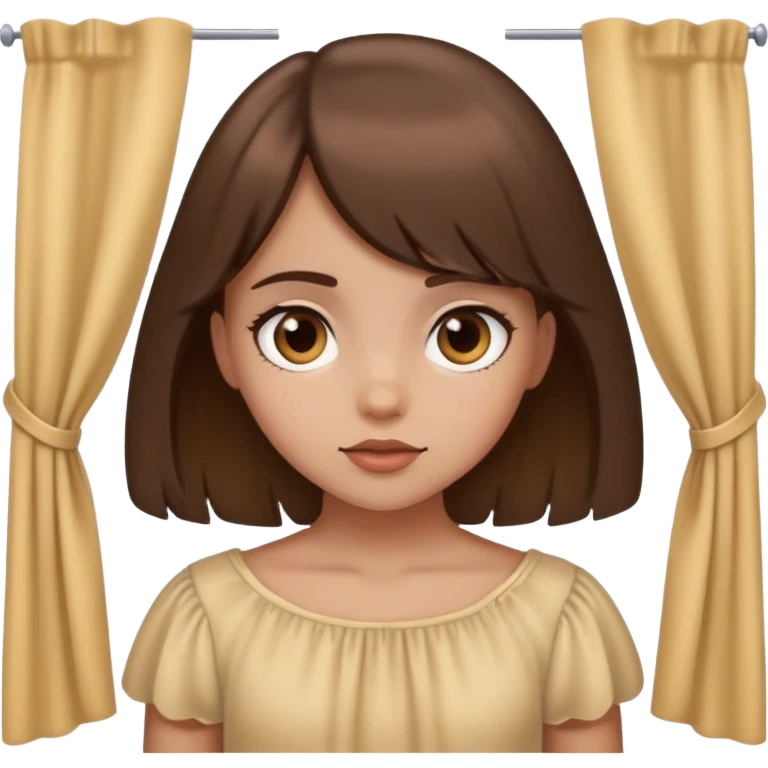 girl with a curtain bang brown hair emoji