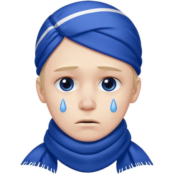 Sad Glasgow rangers fan wearing scarf only. emoji