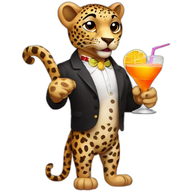 leopard holding coctail emoji