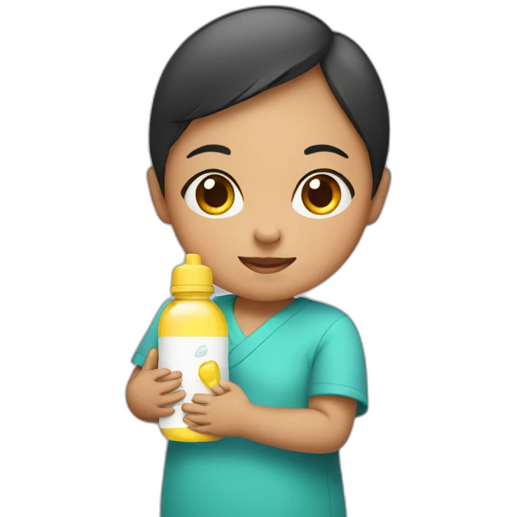 Indonesian girl with baby bottle emoji