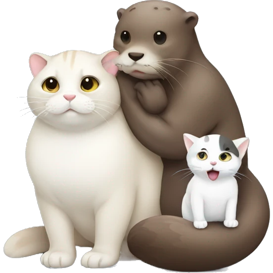 otter with fat white cat emoji