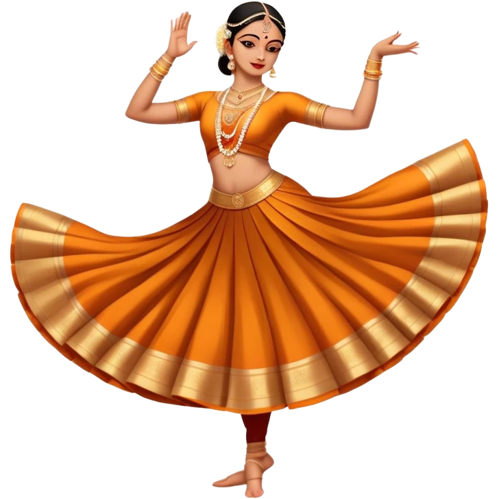 cinematic-realistic-bharatanatyam-dance-emoji,-depicted-as-an-elegant-classical-indian-dance-performance-with-graceful-poses,-intricate-costumes,-and-expressive-hand-gestures,-rendered-with-rich-textures-and-warm-dramatic-lighting, single dancer full body  emoji