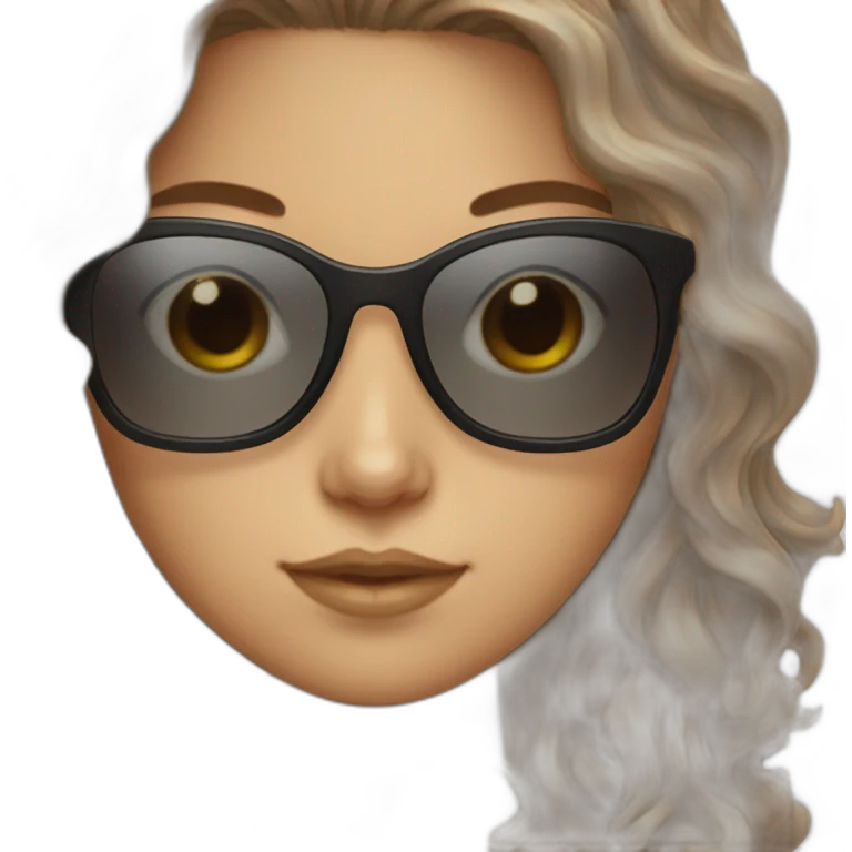 sunglasses white girl with wavy brown hair emoji