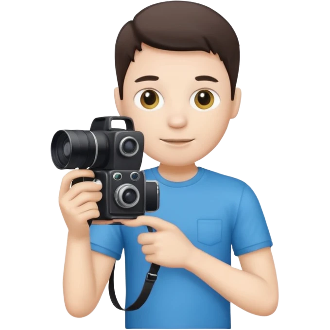 cameraman hold a camera, white skin and tshirt emoji