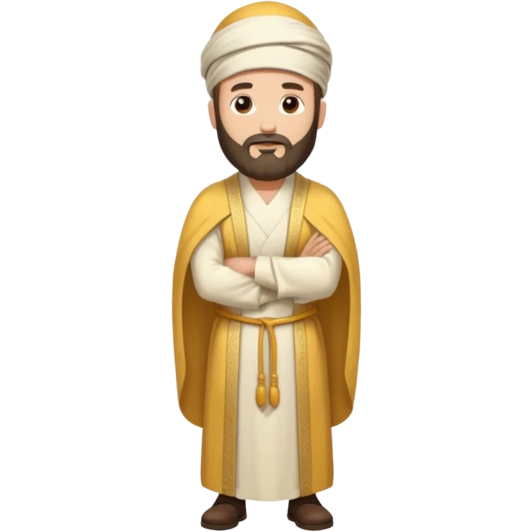 fullbody Pharisee, arms crossed, traditional robes, beard, head covering, standing, emoji style emoji
