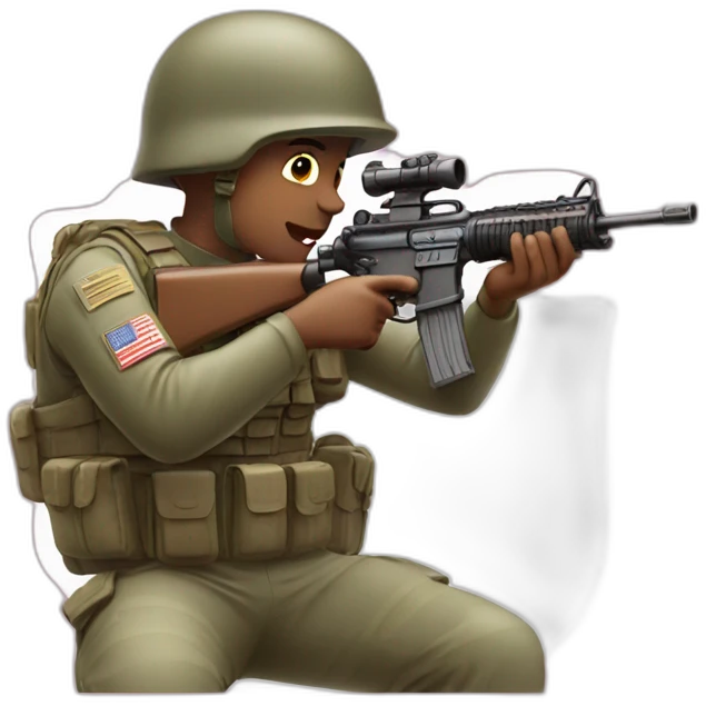 Soldier shooting bubble gum from a rifle emoji