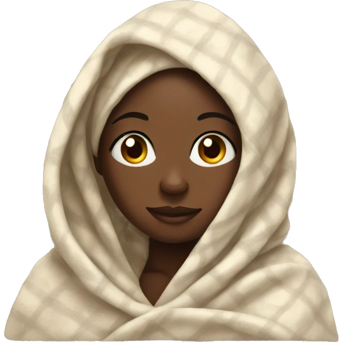 Black girl in a blanket emoji