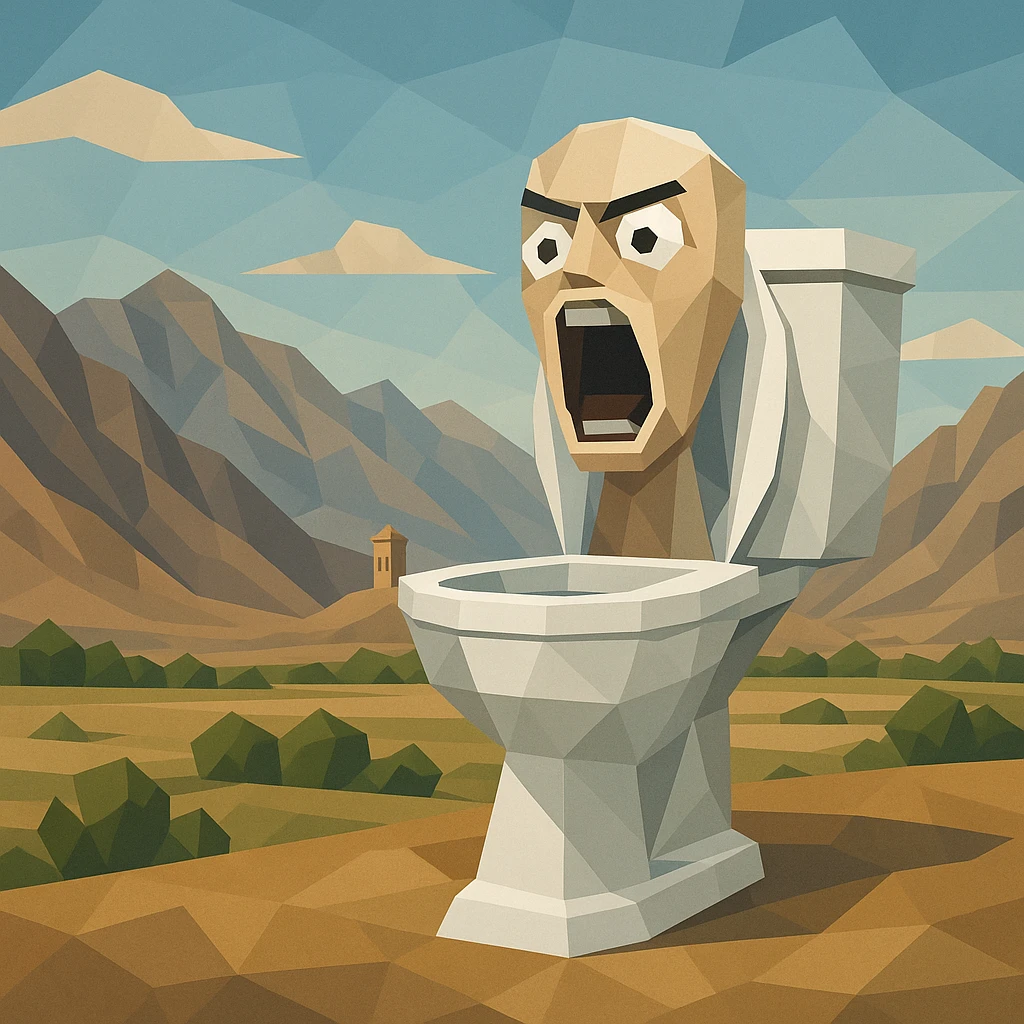 skibidi toilet with Afghan landscape background emoji