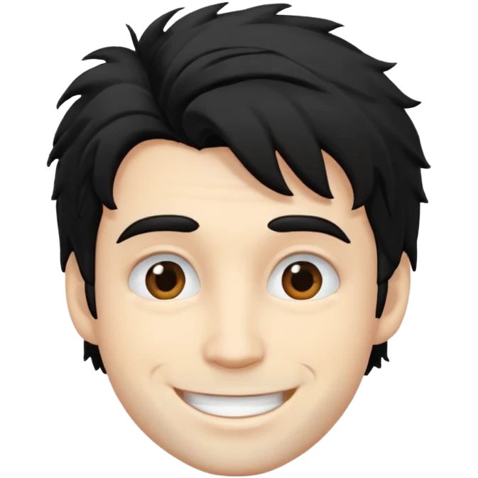 man white skin black messy hair emoji