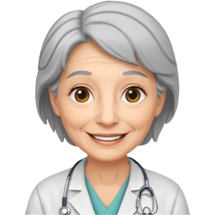 older obstetrician female emoji grey hair wrinkles emoji