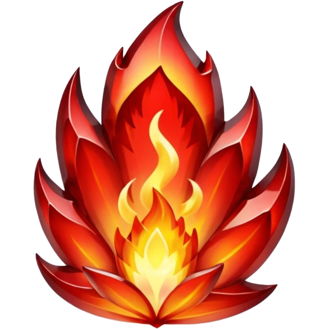 Red flaming crystal with a $ carved into the center of the crystal. emoji