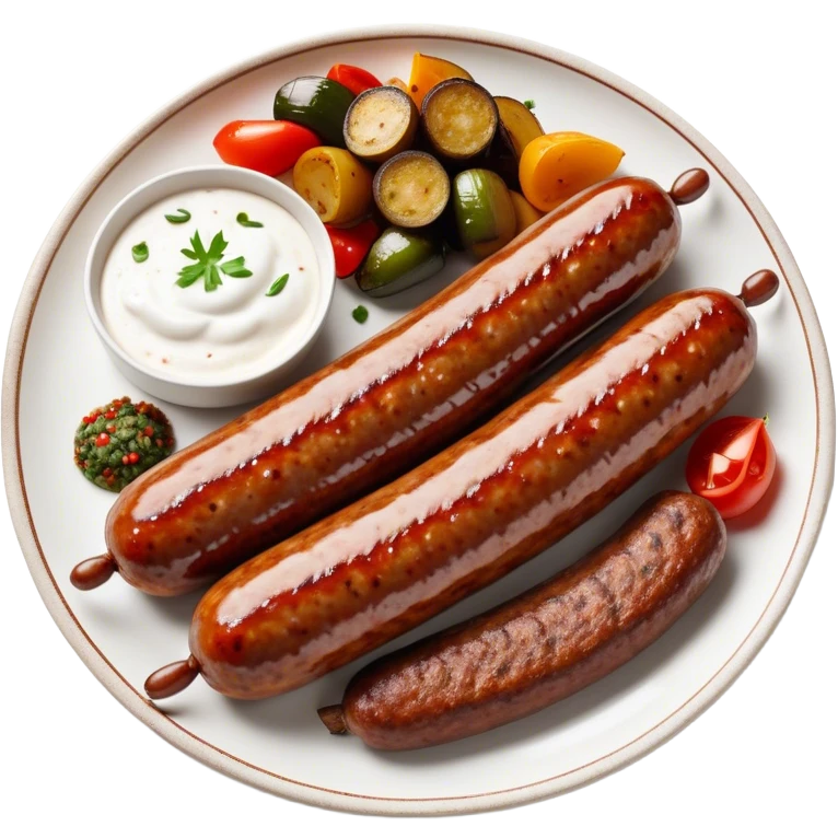 Cinematic Realistic image of a long, sausage-shaped Turkish Köfte, rendered with richly spiced meat textures and subtle grill marks, artfully arranged on a traditional Turkish ceramic plate alongside classic sides such as a serving of aromatic pilaf, crisp grilled vegetables, and a dollop of creamy yogurt, all bathed in warm, appetizing lighting that emphasizes its savory allure. emoji