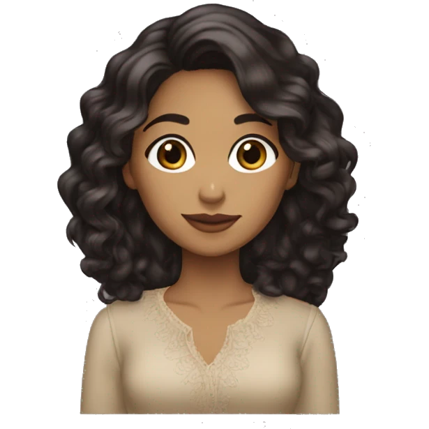 girl latina wavy long hair black dark brown almond covered blouse eyes emoji