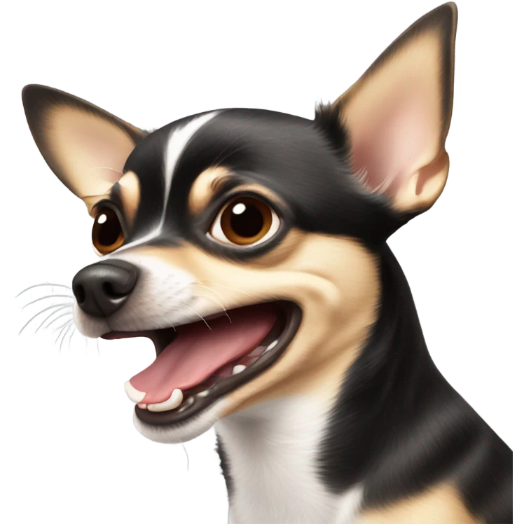 Chihuahua mewing and biting lip emoji