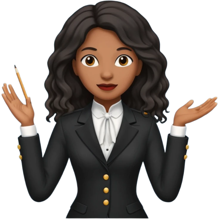 black long haired Female music conductor emoji