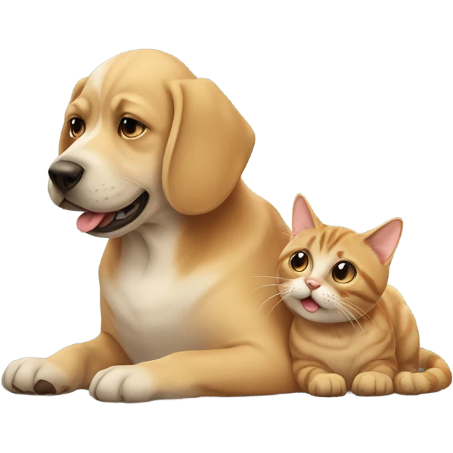 Dog licking cat emoji