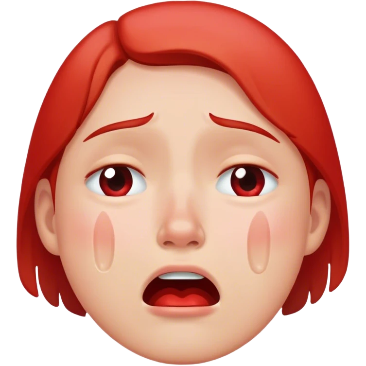 Crying with red cheeks emoji