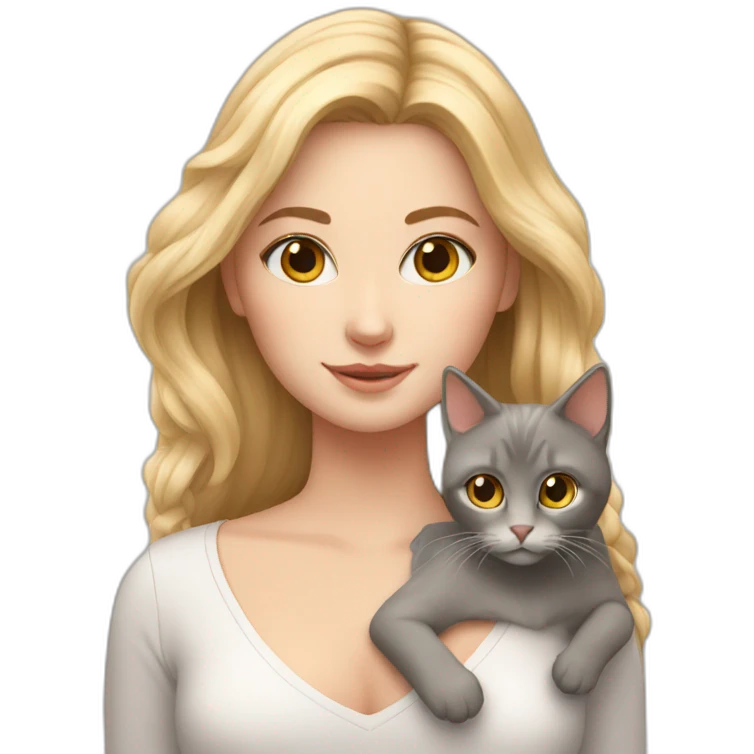 white girl with nice hair holding two cats emoji