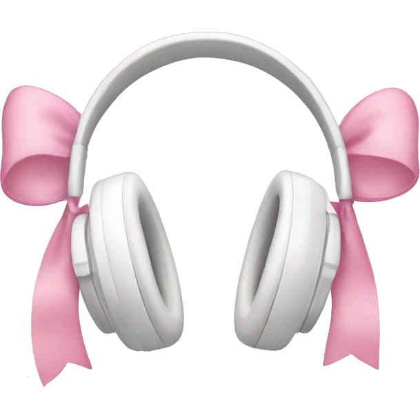 White apple headphones with light pink bows  emoji