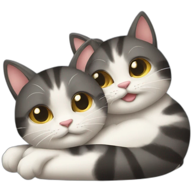 Two cats hugging emoji