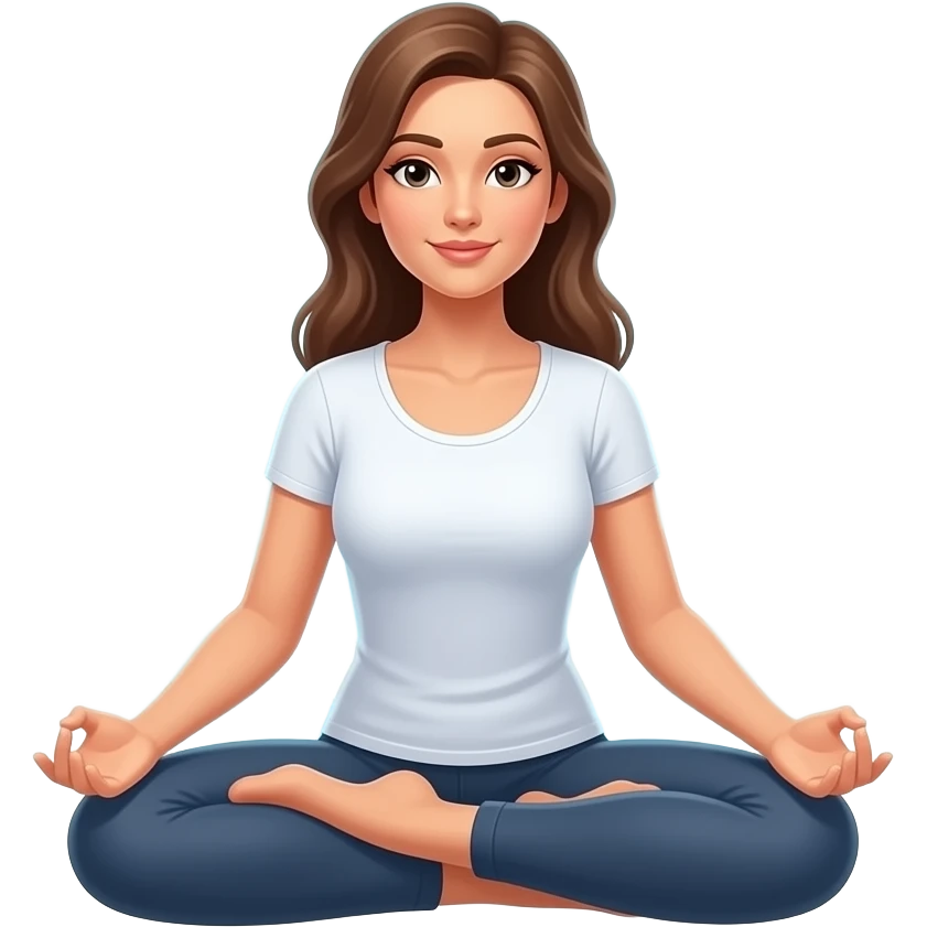 Make a women sit with cross legs like a yoga position and behind make it look like it's her good energy around protecting her and make her aura energy with protection sign emoji