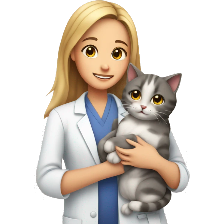 cat cuddles veterinarian girl emoji