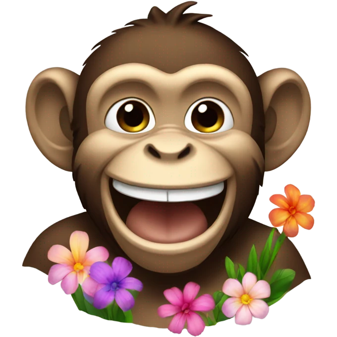 A monkey that grins at flowers emoji