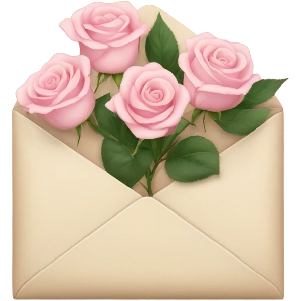 beige envelope with light pink roses emoji
