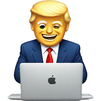 happy trump with laptop emoji