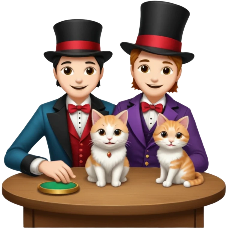 magician couple and their pet cat emoji