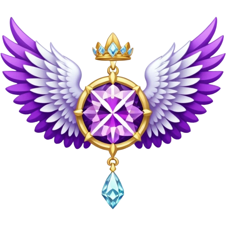 holy diamond emblem with white wings and purple diamond in the middle emoji