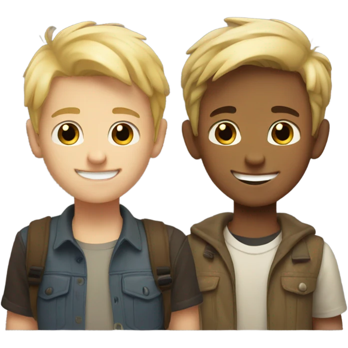 smiling boys with blonde hair give boy brown hair emoji