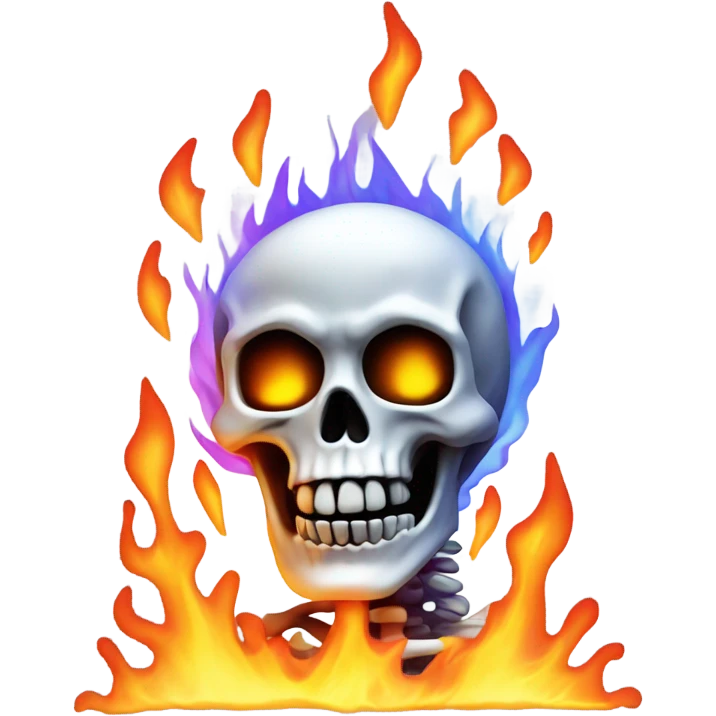 Awesome fiery skeleton emoji
