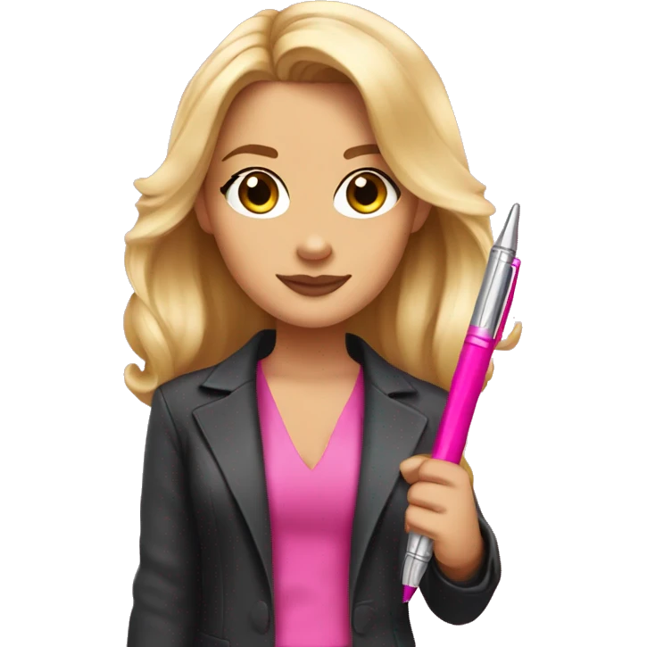 elle woods with brown hair holding pink pen  emoji