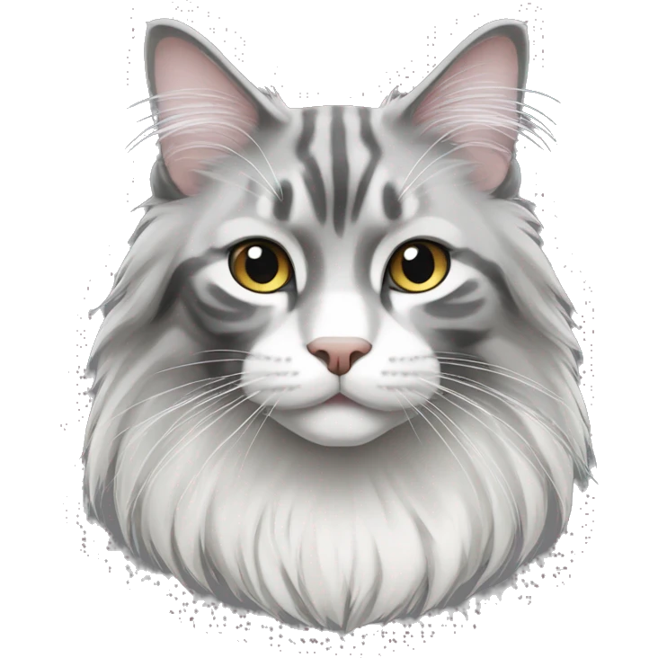 Black and white Main coon cat emoji