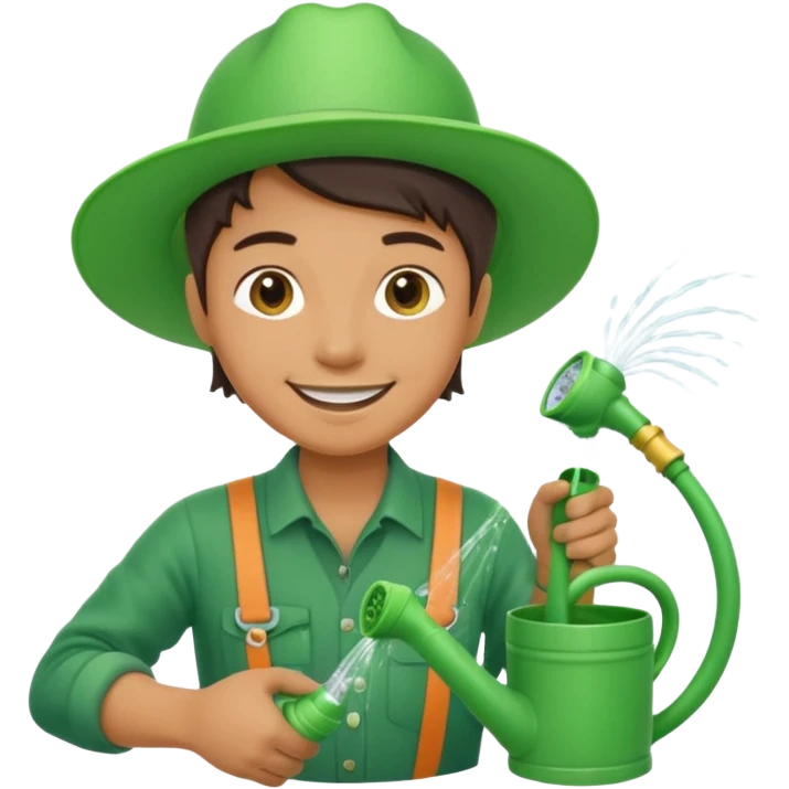 gardener watering with a hose emoji
