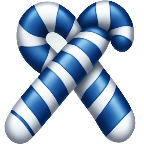 dark blue and white candy cane with white bow  emoji
