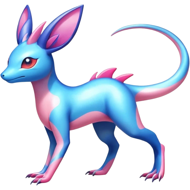 Colorful Shiny Exotic Amaura-Salandit-Aurorus-Sylveon-Fakémon-hybrid-creature (full body)  emoji