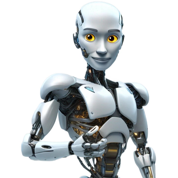 friendly cyborg analyzing people data emoji