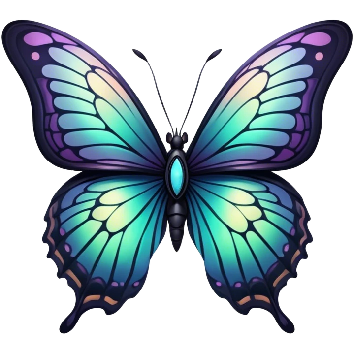 Dark, glowing, bio-luminescent butterfly emoji