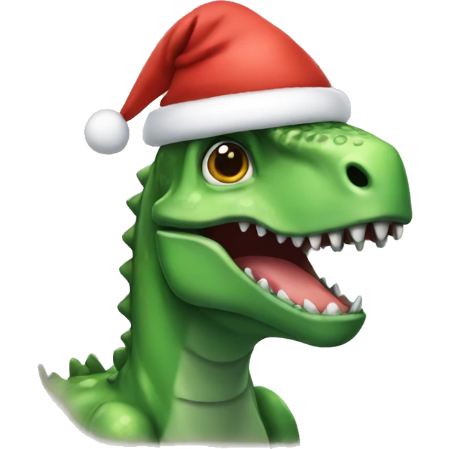dinosaur with christmas hat emoji